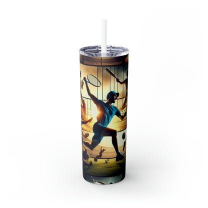 "Sports Synthesis: A Video Art Piece" - The Alien Maars® Skinny Tumbler with Straw 20oz Video Art Style