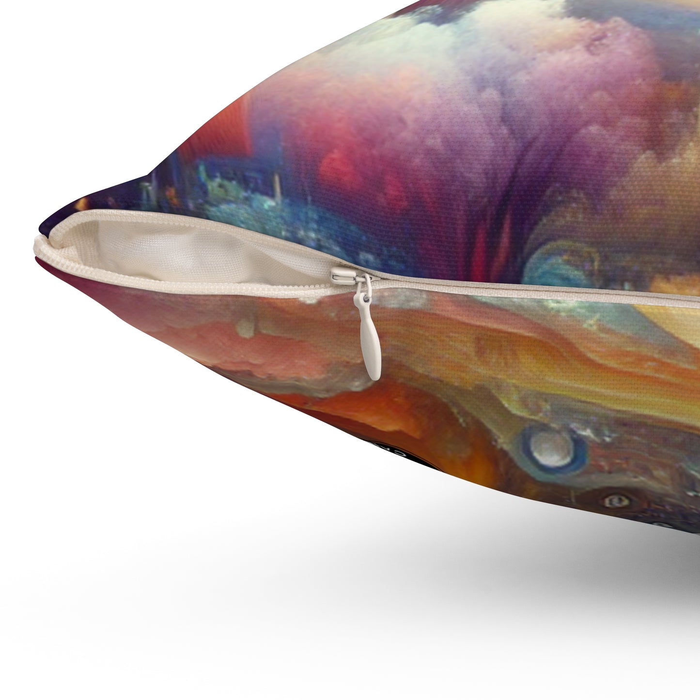 "Dreamscape Delights: A Surreal Painting"- The Alien Spun Polyester Square Pillow