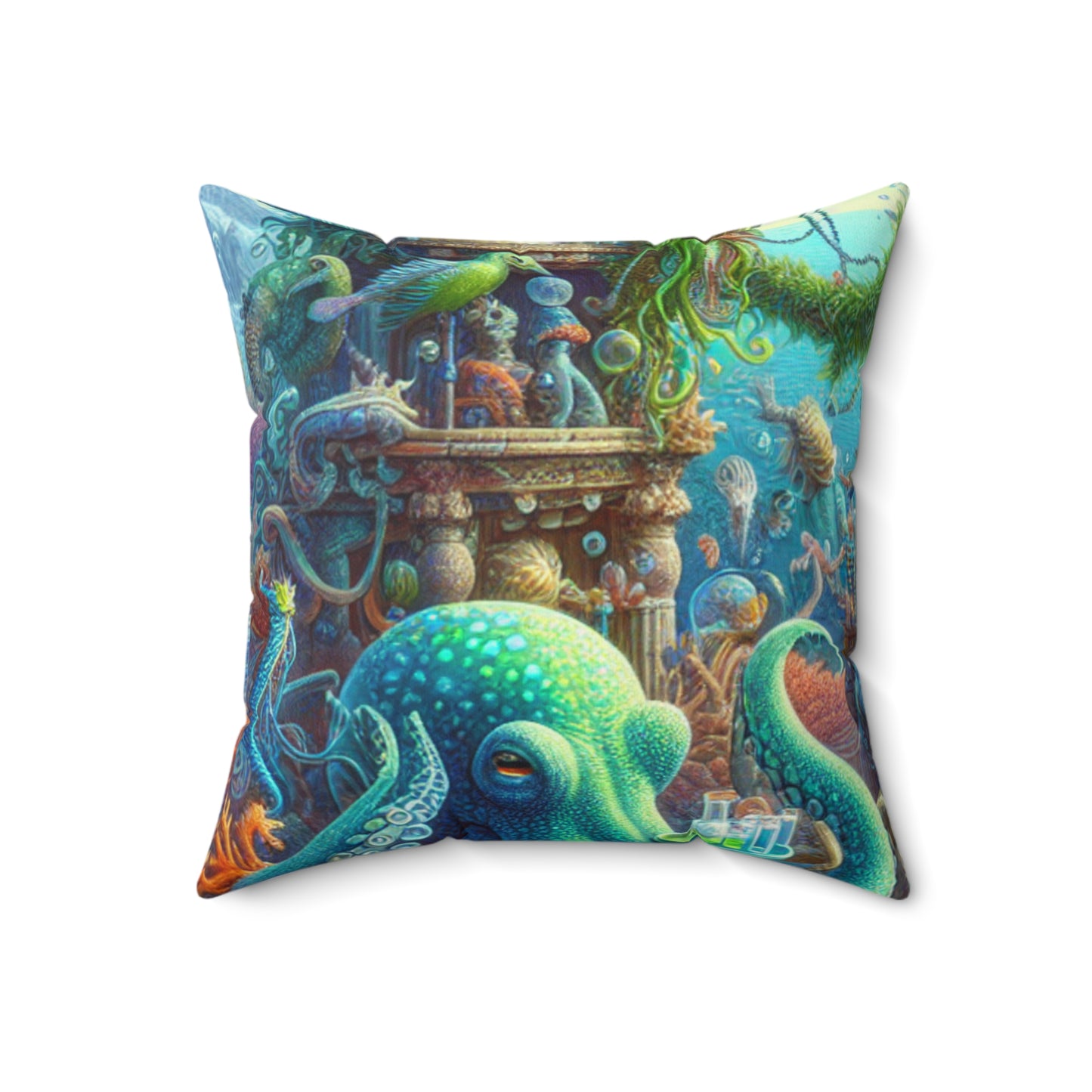 "Underwater Fiesta"- The Alien Spun Polyester Square Pillow