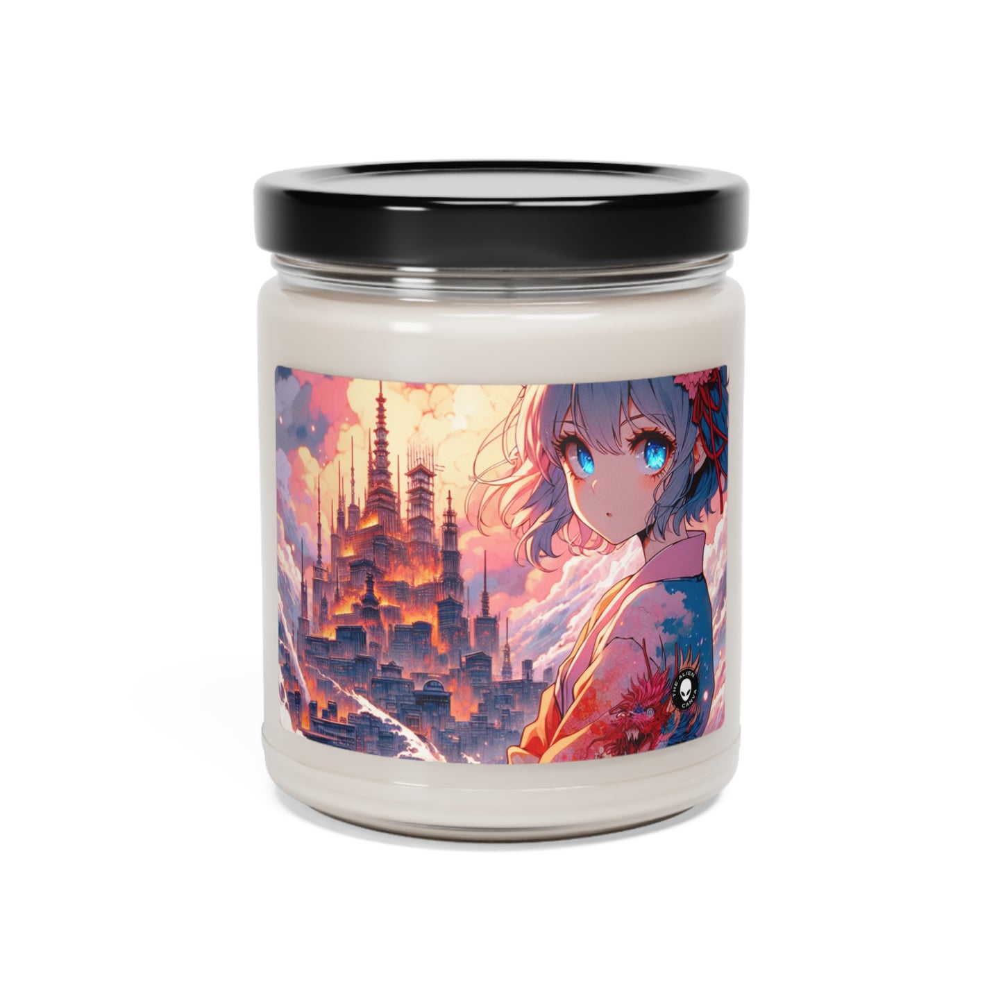 Título: "Swords ablaze: The Elemental Duel" - Vela de soja con aroma a extraterrestre, 9 oz, arte manga/anime