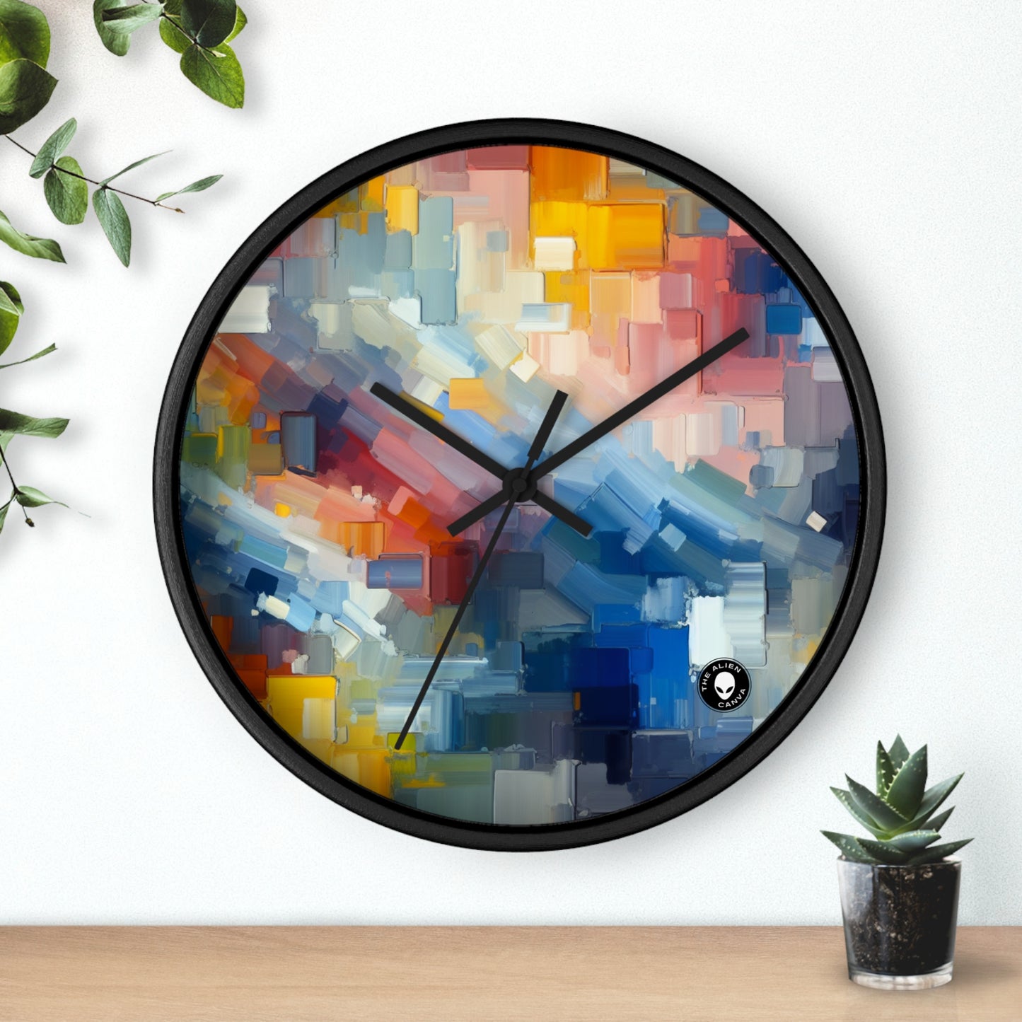 "Coucher de soleil tranquille : une peinture de champ de couleur pastel doux" - La peinture de champ de couleur de l'horloge murale extraterrestre