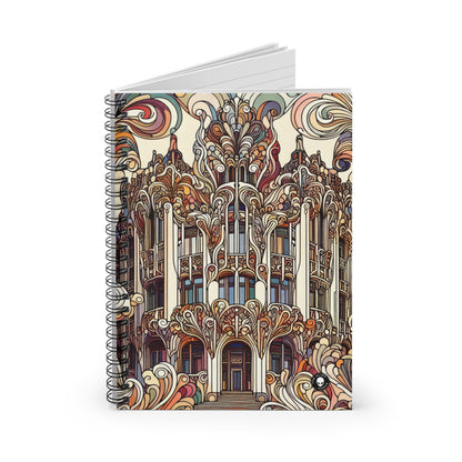 "Estaciones encantadas: Ilustración del bosque Art Nouveau" - Cuaderno de espiral The Alien (línea reglada) Art Nouveau