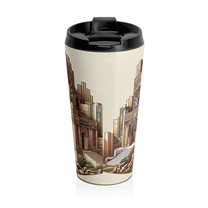 "Deco Ruins: Geometric Art in an Ancient Setting" - The Alien Stainless Steel Travel Mug Art Deco Style