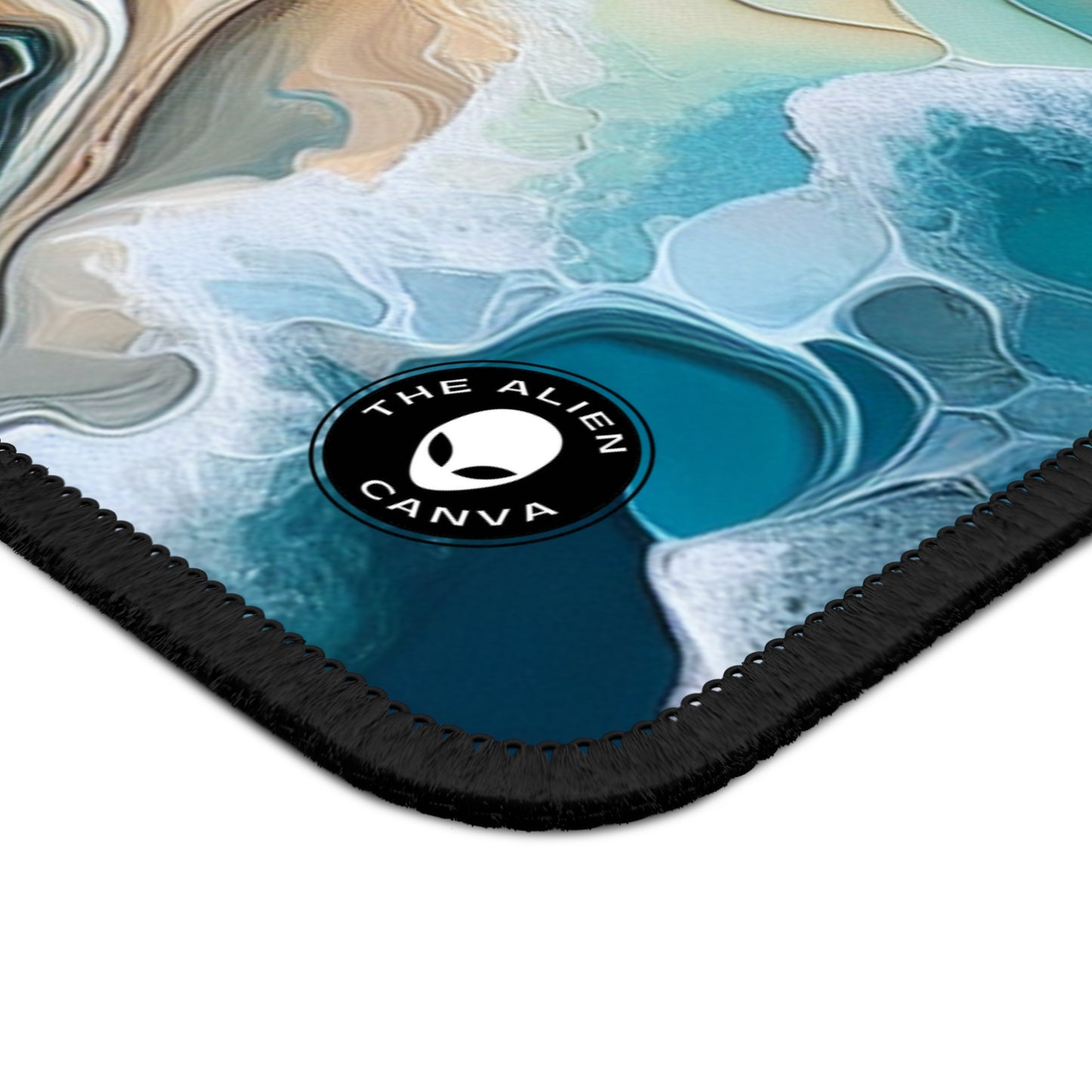 "Una vista a la playa a través de una concha marina" - The Alien Gaming Mouse Pad Acrylic Pouring