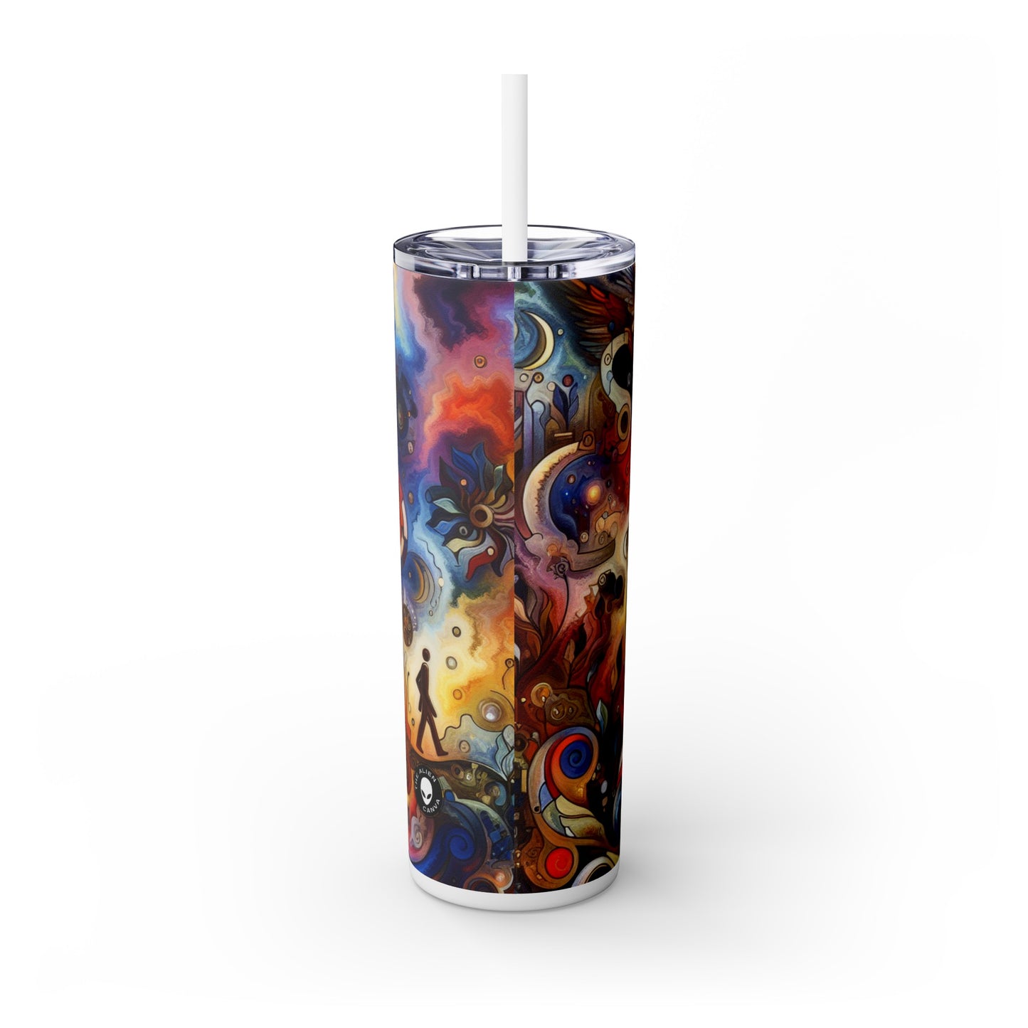 "Eternal Bloom and Fleeting Time" - The Alien Maars® Skinny Tumbler with Straw 20oz Symbolism