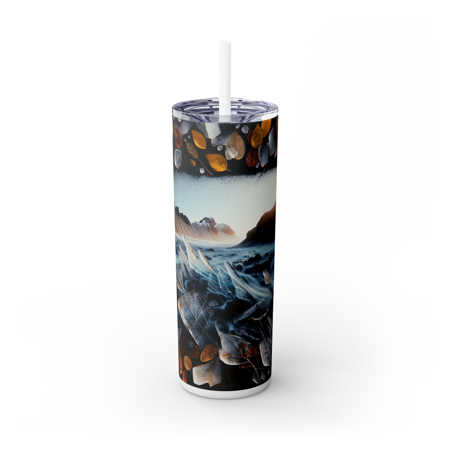 "Fleeting Forest: Ephemeral Art Installation in Nature" - The Alien Maars® Skinny Tumbler with Straw 20oz Ephemeral Art