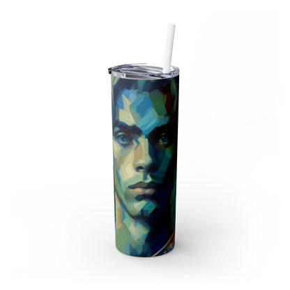 "Soothing Gaze" - The Alien Maars® Skinny Tumbler with Straw 20oz Expressionism Style