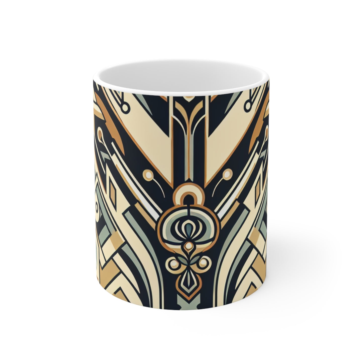 "Glamorous Nights: An Art Deco Cityscape" - The Alien Ceramic Mug 11oz Art Deco