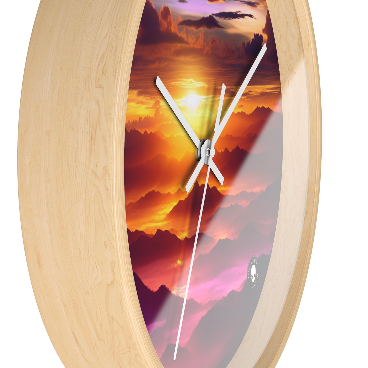 "Dawning Peaks: A Mountain Sunrise" - The Alien Wall Clock