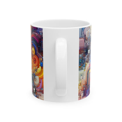 "Harmonies océaniques : une exploration de l'art génératif" - La tasse en céramique Alien 11oz Art génératif