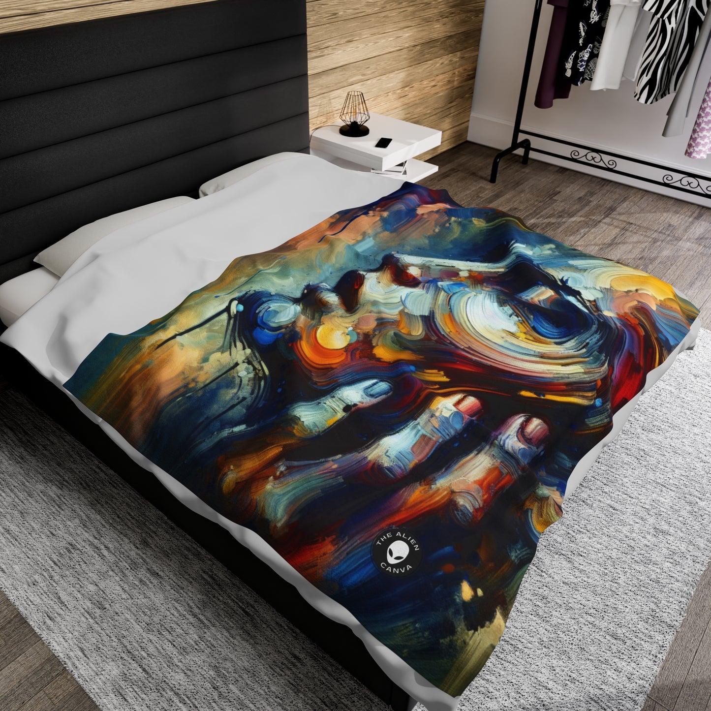 "City Lights: A Neo-Expressionist Ode to Urban Chaos" - The Alien Velveteen Plush Blanket Neo-Expressionism
