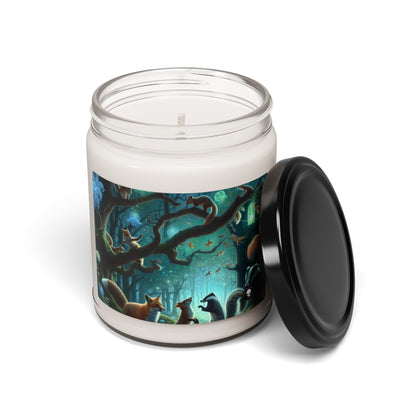 "Mystical Menagerie: Creatures frolicking in an enchanted forest" - The Alien Scented Soy Candle 9oz