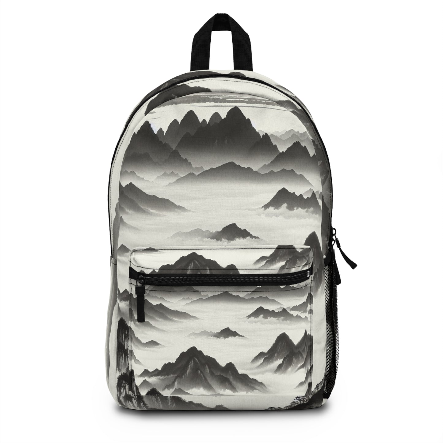 "Misty Peaks in the Fog" - Estilo de pintura con lavado de tinta de la mochila alienígena