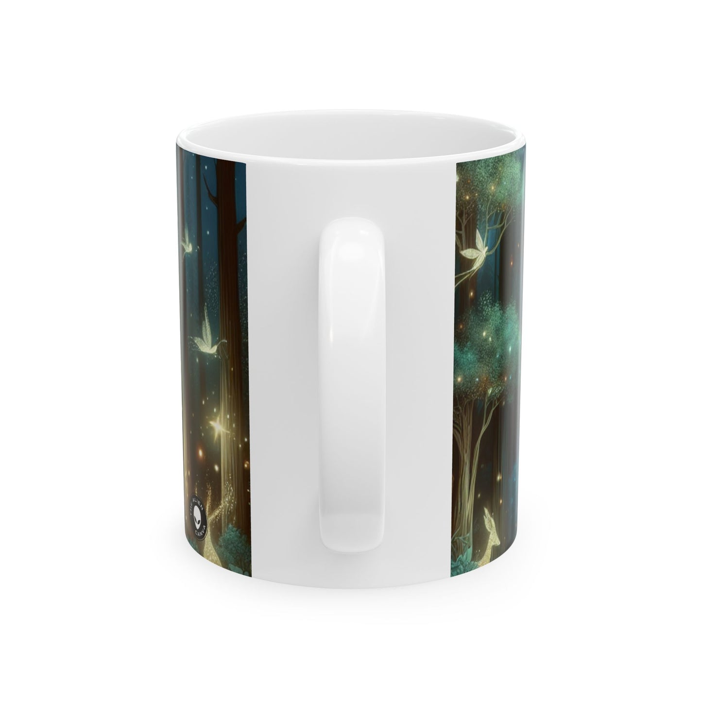 "Noche encantada en el bosque susurrante" - Taza de cerámica alienígena de 11 oz