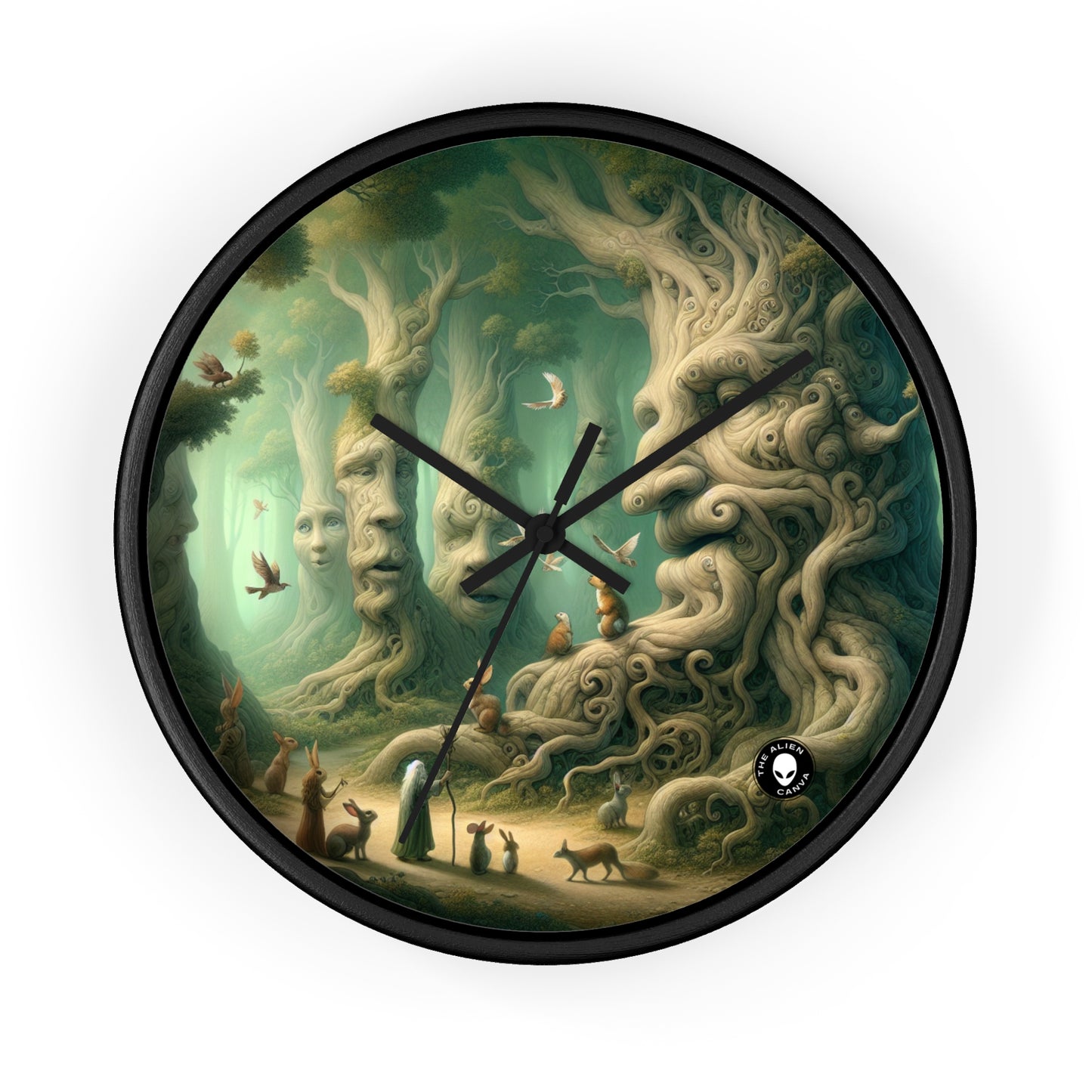 "Enchanted Whispering Forest" - The Alien Wall Clock