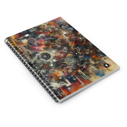 "Chaos Collage: A Neo-Dada Exploration" - The Alien Spiral Notebook (Ruled Line) Neo-Dada