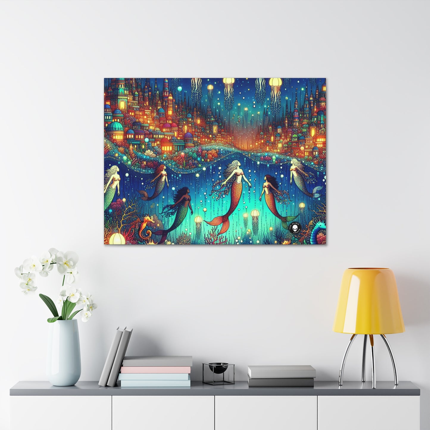 "Glowing Jellyfish City: A Whimsical Underwater World" - The Alien Canva