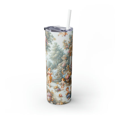 "A Garden of Rococo Delights: A Whimsical Extravaganza" - The Alien Maars® Skinny Tumbler with Straw 20oz Rococo