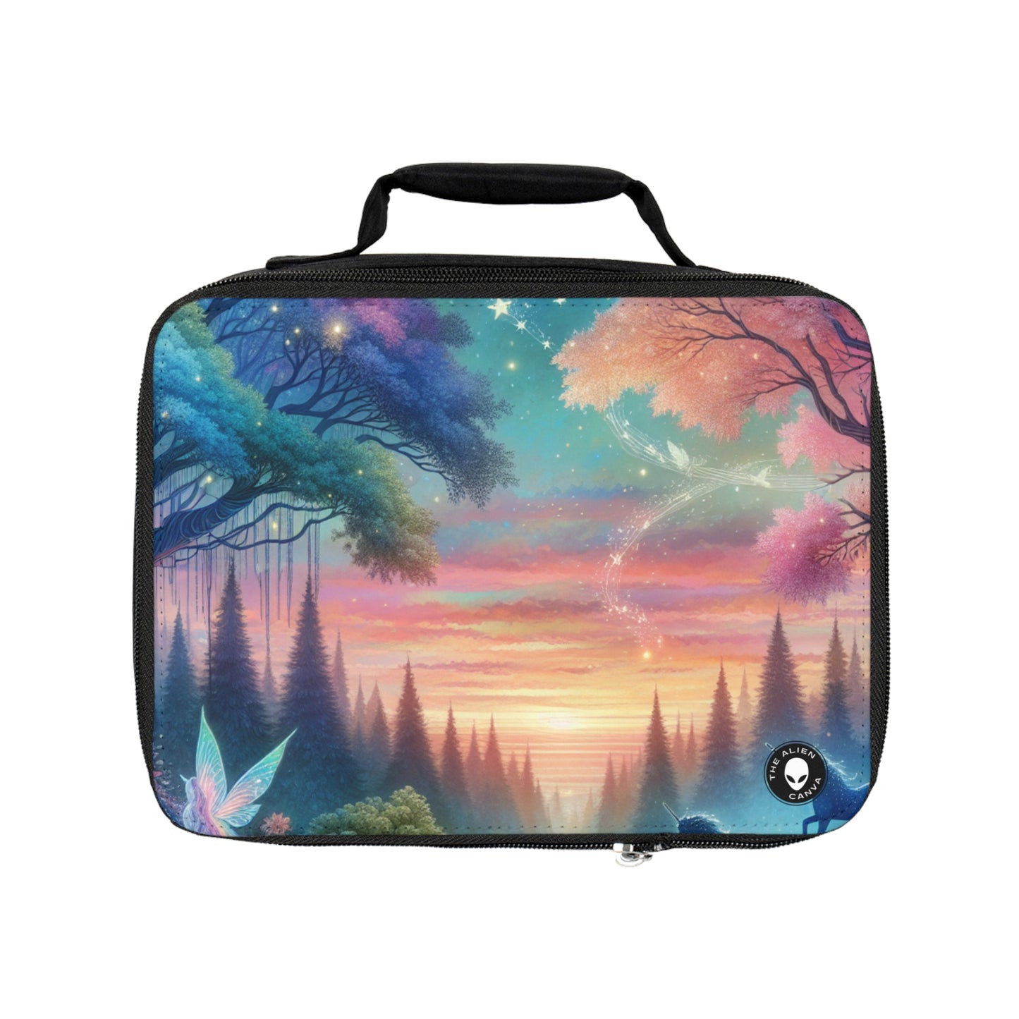 « Crépuscule enchanté : une peinture de forêt magique » – Le sac à lunch Alien