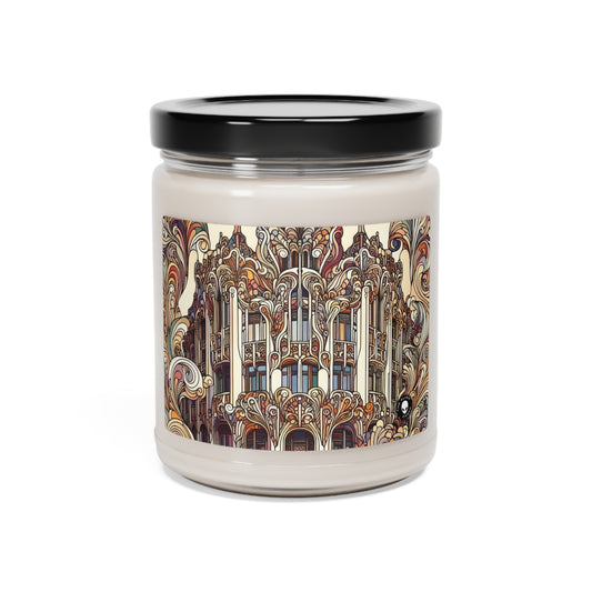 "Enchanted Seasons: Art Nouveau Forest Illustration" - The Alien Scented Soy Candle 9oz Art Nouveau