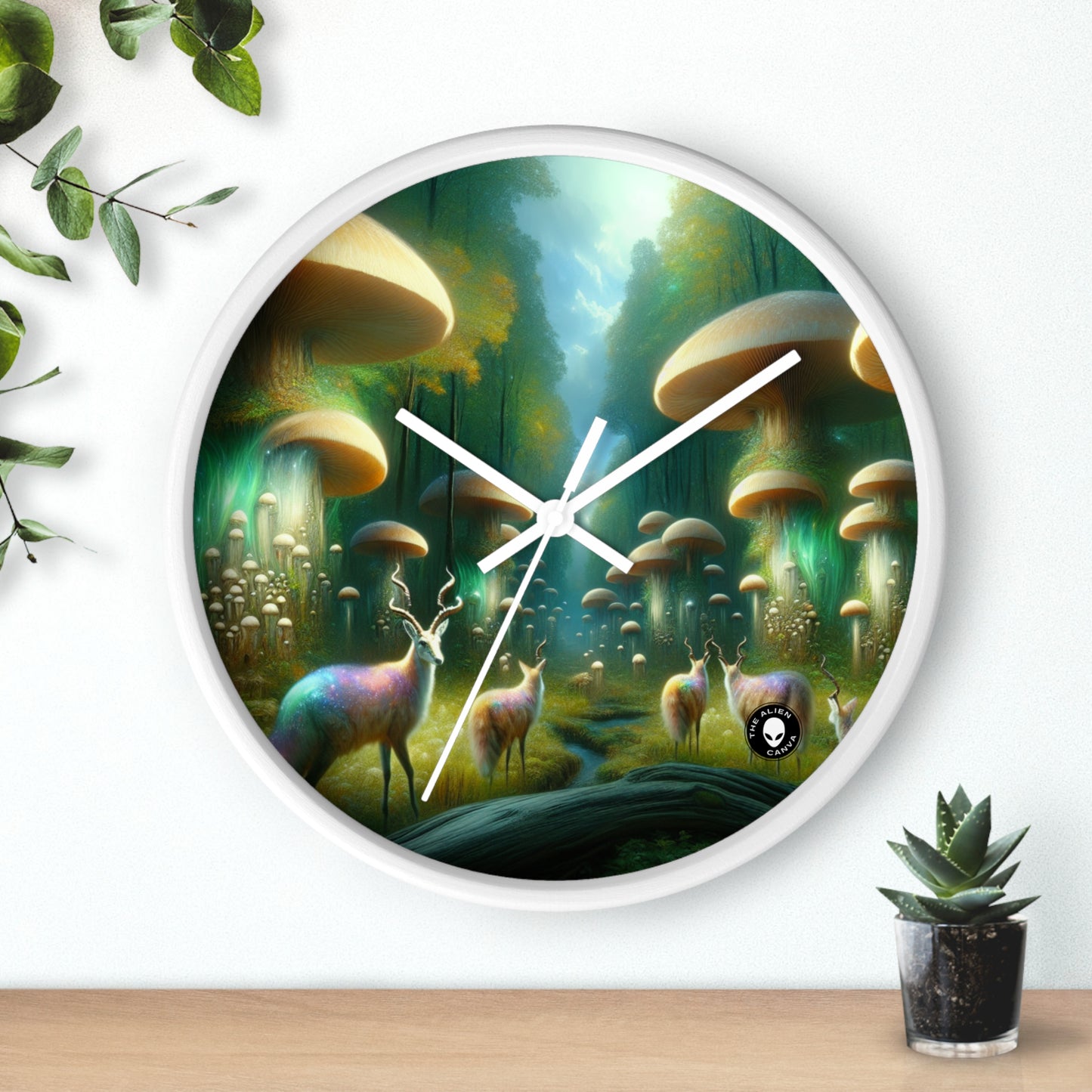 "Mystical Mushroom Grove" - The Alien Wall Clock