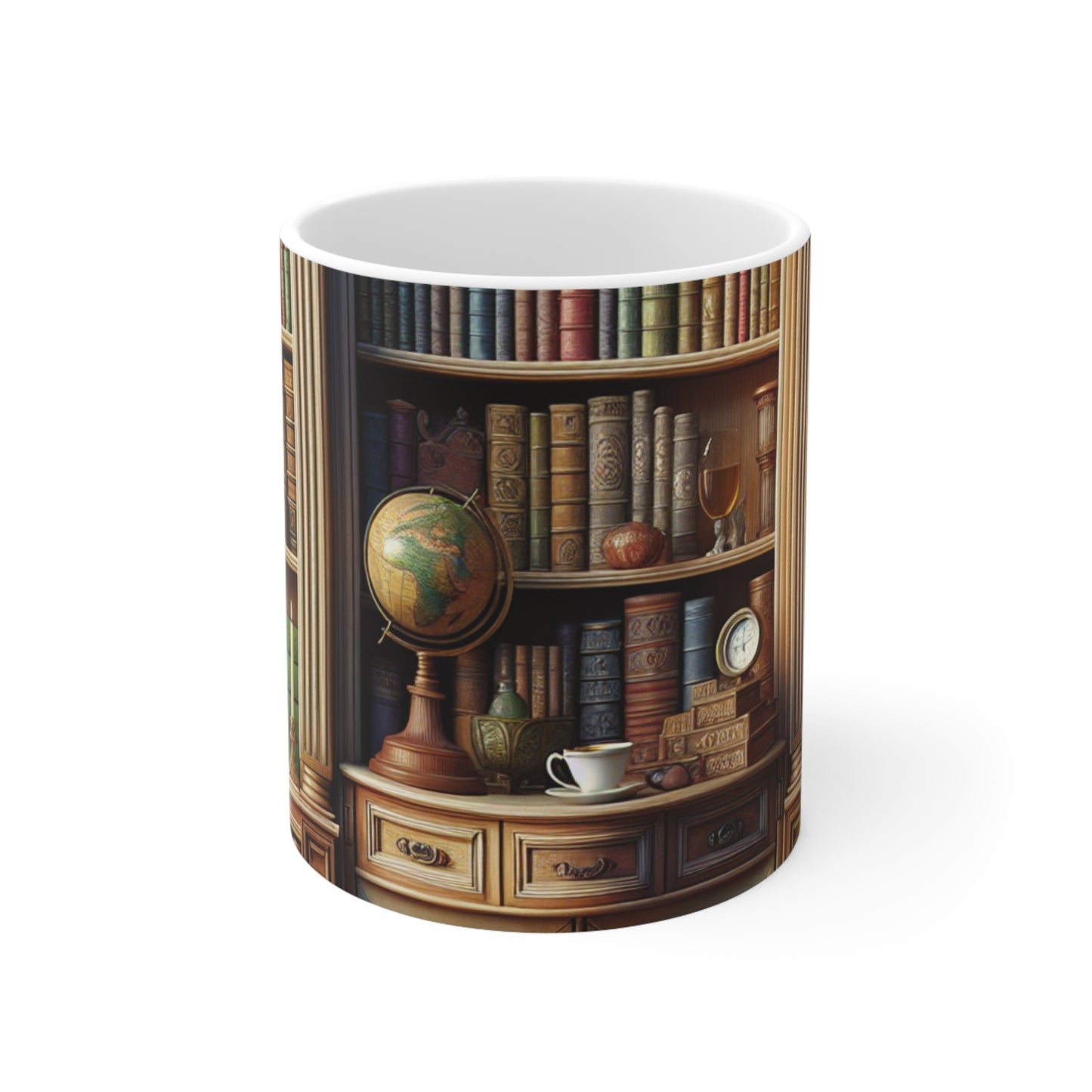 "Maravillas reveladas: Un viaje trompe-l'oeil a un oasis submarino" - Taza de cerámica The Alien Trompe-l'oeil de 11 oz