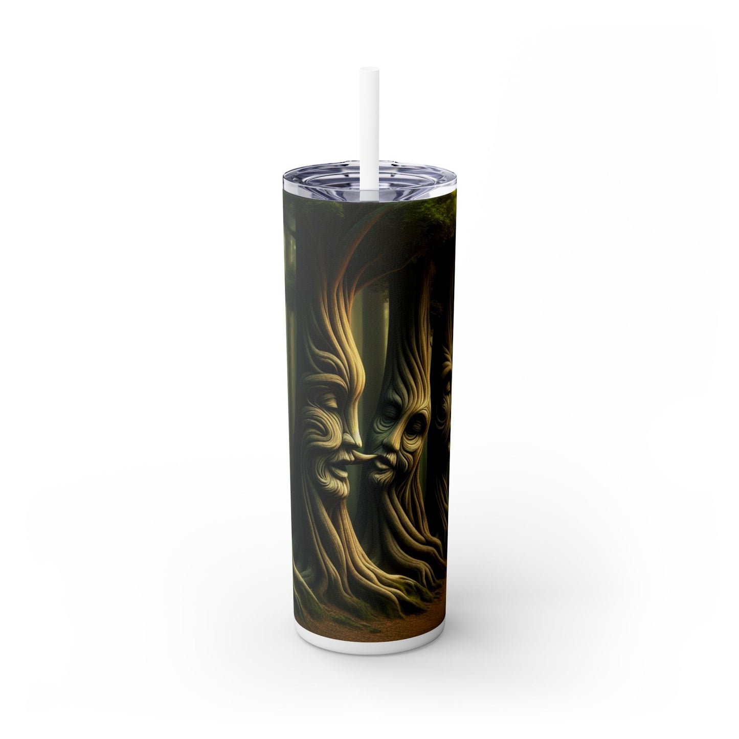 "Whispering Trees: Secrets of the Mystic Forest" - The Alien Maars® Skinny Tumbler with Straw 20oz