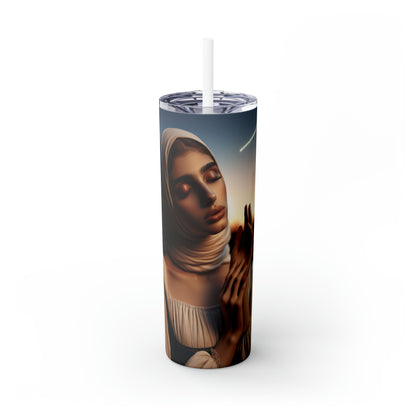 "Glow of the Golden Sunset" - The Alien Maars® Skinny Tumbler with Straw 20oz Romanticism