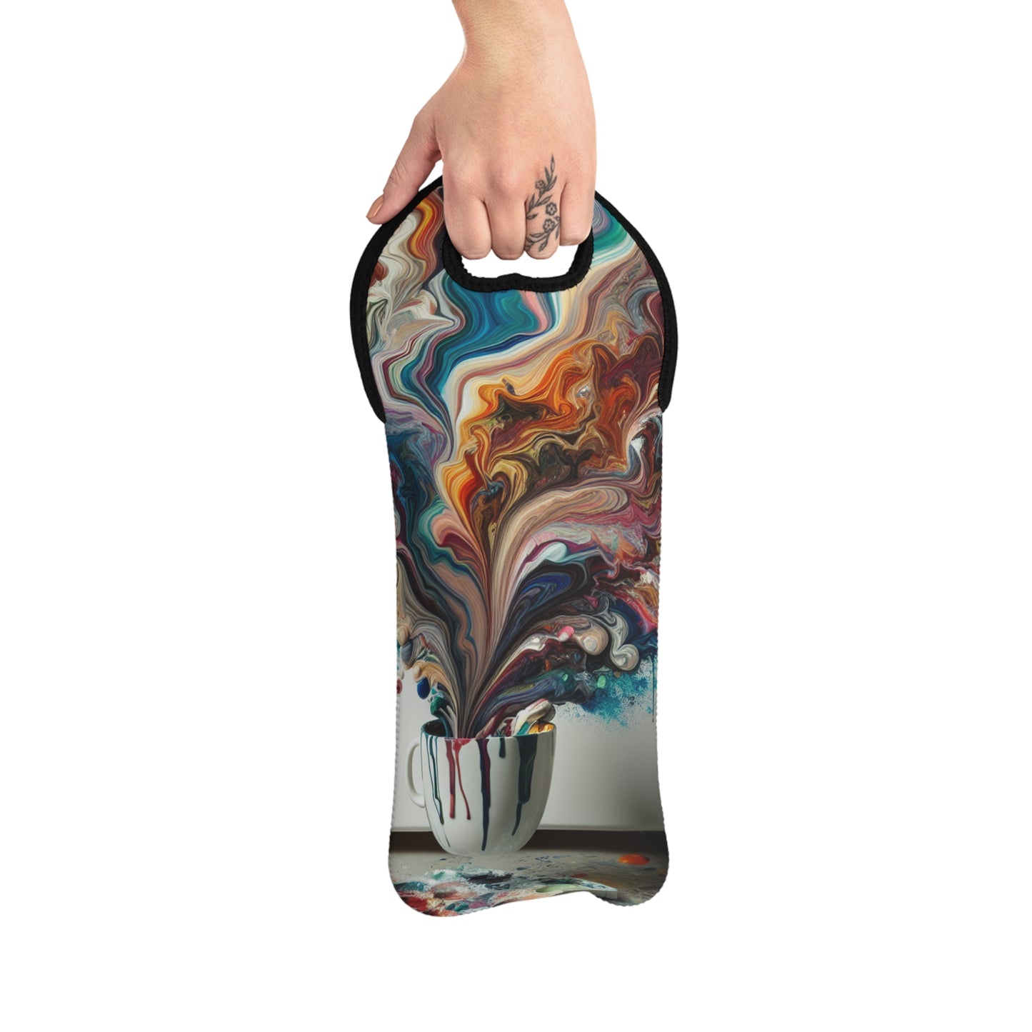 "A Paint Poured Paradise: Acrylic Pouring Art" - The Alien Wine Tote Bag Acrylic Pouring Style