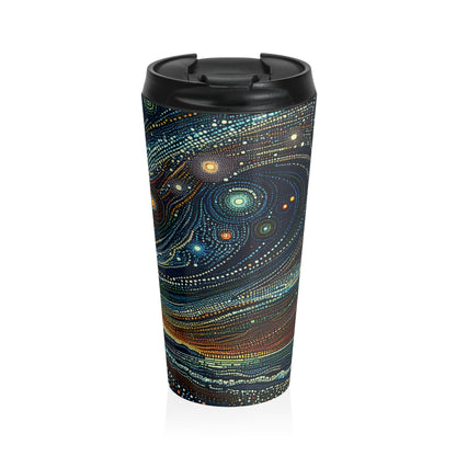 "Starry Dots: A Celestial Mosaic" - The Alien Stainless Steel Travel Mug Pointillism