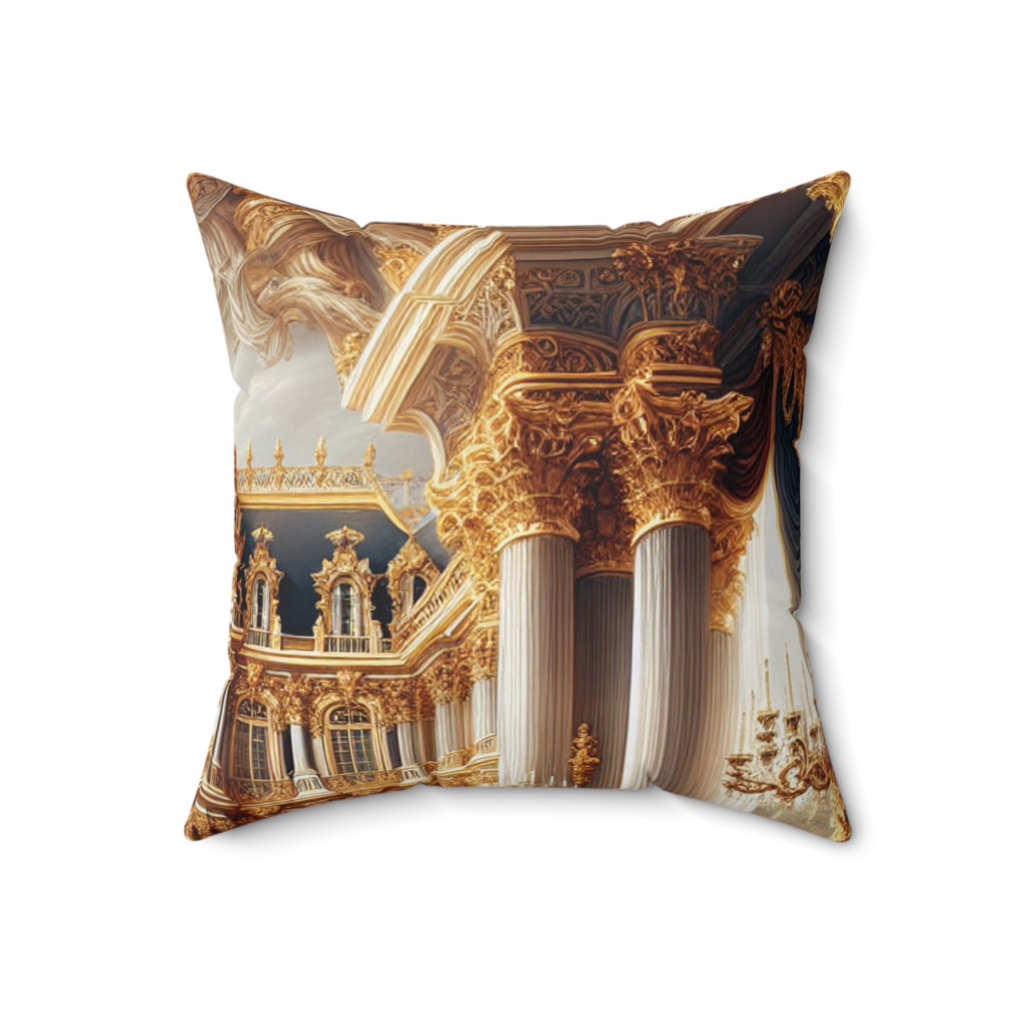 "Regal Splendor: A Gold-Plated Baroque Palace" - The Alien Spun Polyester Square Pillow Baroque Style