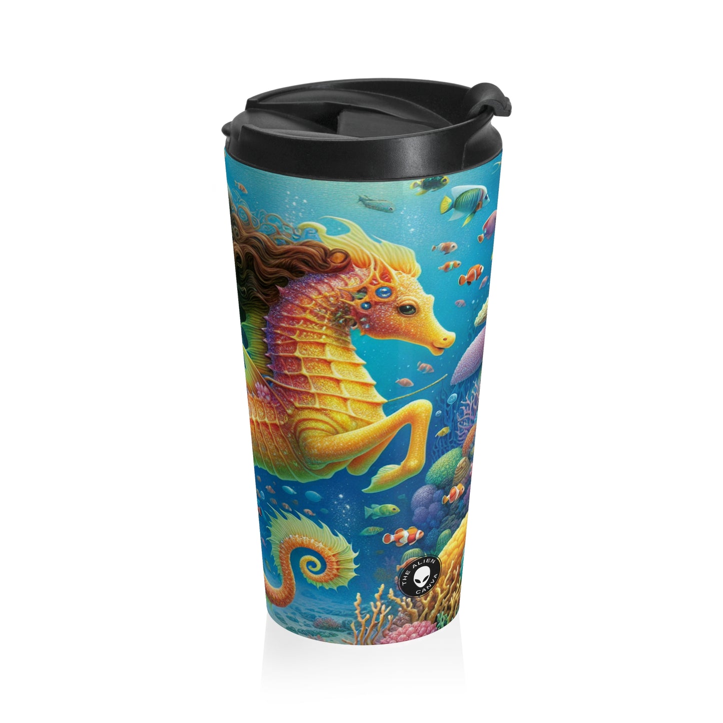 "El mágico viaje de la sirena en coral": taza de viaje de acero inoxidable de Alien