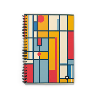 "De Stijl Grid: A Minimalist Color Composition" - The Alien Spiral Notebook (Ruled Line) De Stijl