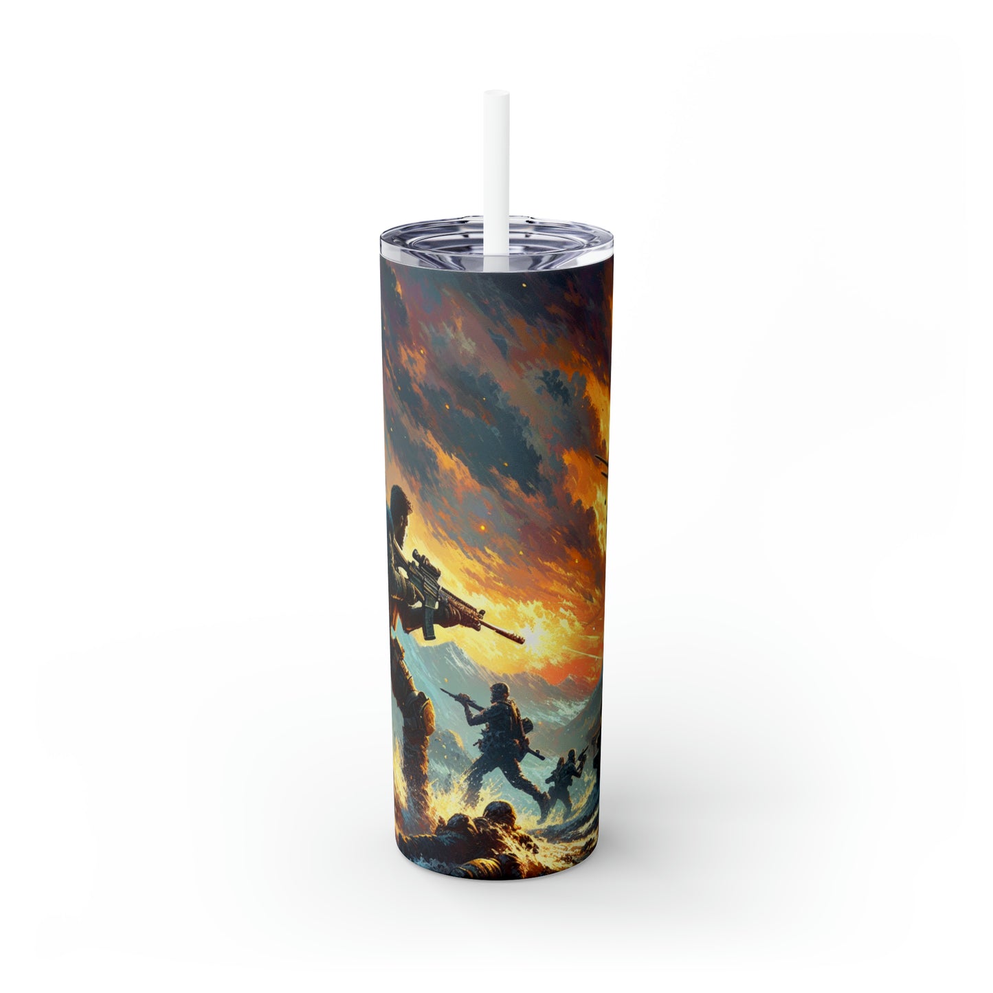 "Recreating a Game-themed Masterpiece" - The Alien Maars® Skinny Tumbler with Straw 20oz Video Game Art Style