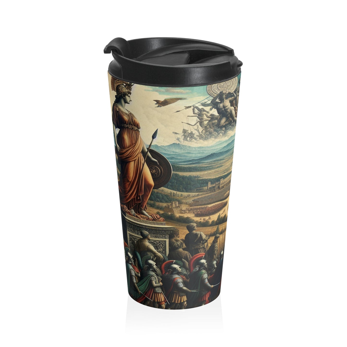 "Minerva sur le champ de bataille de la Renaissance" - La tasse de voyage en acier inoxydable Alien Art de la Renaissance