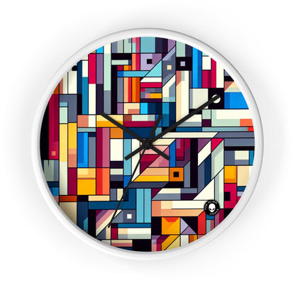 "Futuristic Cityscape: A Geometric Perception" - The Alien Wall Clock Hard-edge Painting