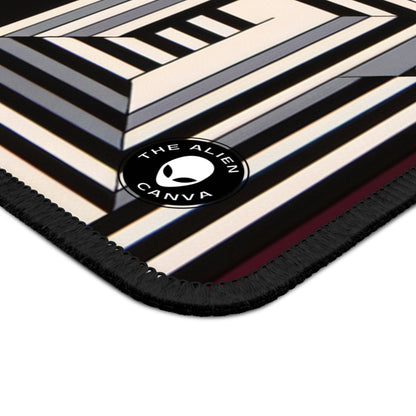 "Mesmerize: Bold Op Art Geometry in Black and White" - The Alien Gaming Mouse Pad Op Art