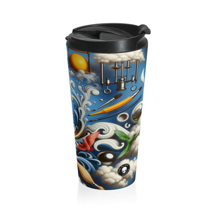 "Temporal Meltdown: Surreal Landscape" - The Alien Stainless Steel Travel Mug Surrealism