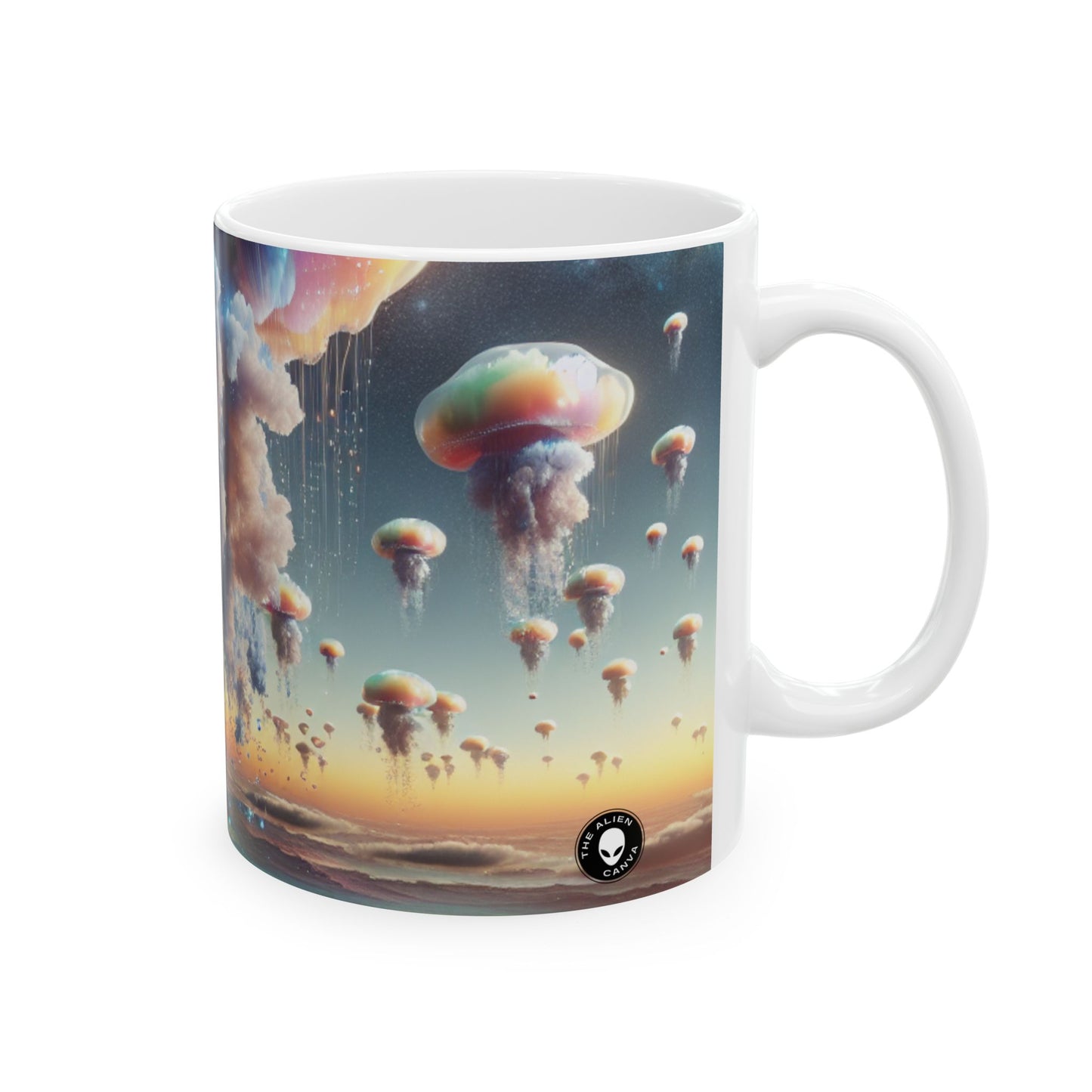 "Jellyfish Sky: Un mundo surrealista" - La taza de cerámica alienígena 11oz