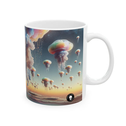 "Jellyfish Sky: Un mundo surrealista" - La taza de cerámica alienígena 11oz