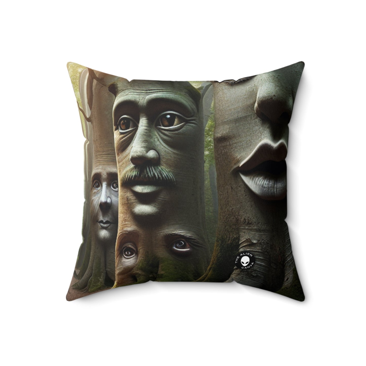 "Whispering Woods: Secrets of the Enchanted Forest"- The Alien Spun Polyester Square Pillow