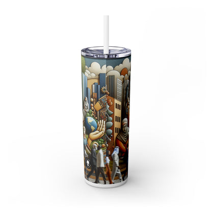 "Unity in Diversity: A Social Sculpture Celebrating Interconnectedness" - The Alien Maars® Skinny Tumbler with Straw 20oz Social Sculpture