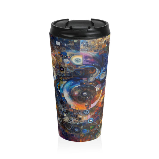 "Perception Distorted: A Postmodern Commentary on Reality" - The Alien Stainless Steel Travel Mug Postmodern Art