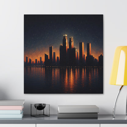 "The City Aglow" - The Alien Canva Post-Impressionism Style