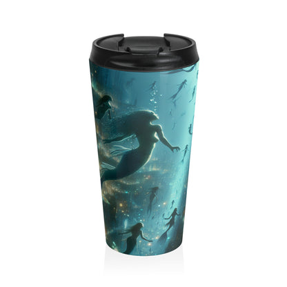 "Enchantment Below: A Bioluminescent Underwater Metropolis" - The Alien Stainless Steel Travel Mug