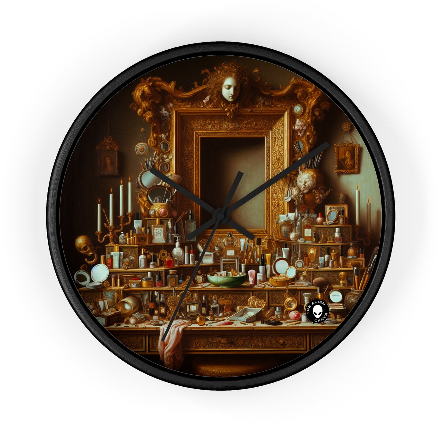 "La vanité du luxe : une vanité modernisée" - La peinture de Vanitas de l'horloge murale extraterrestre