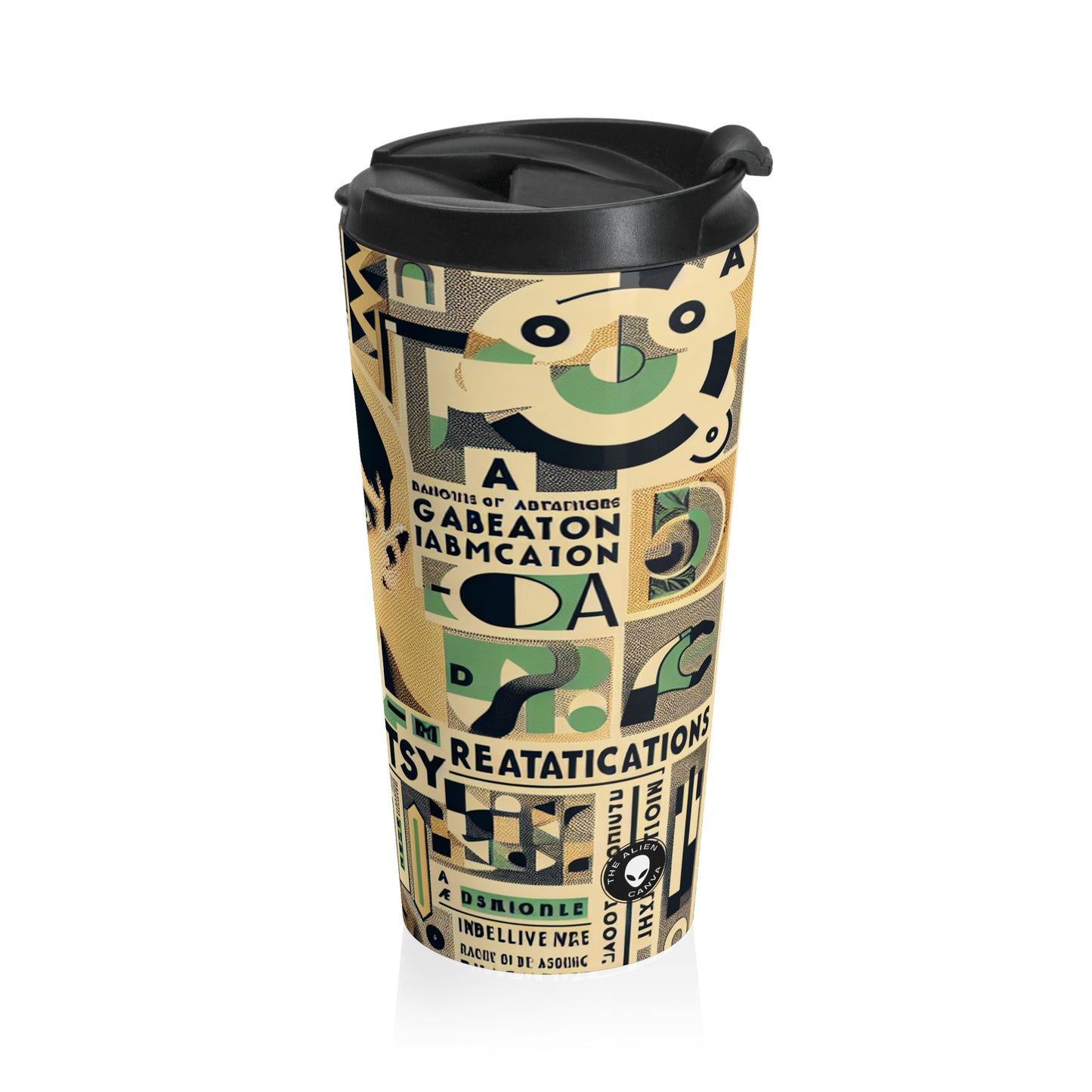 "Cacophony of Mundane Madness: A Dadaist Collage" - The Alien Stainless Steel Travel Mug Dadaism