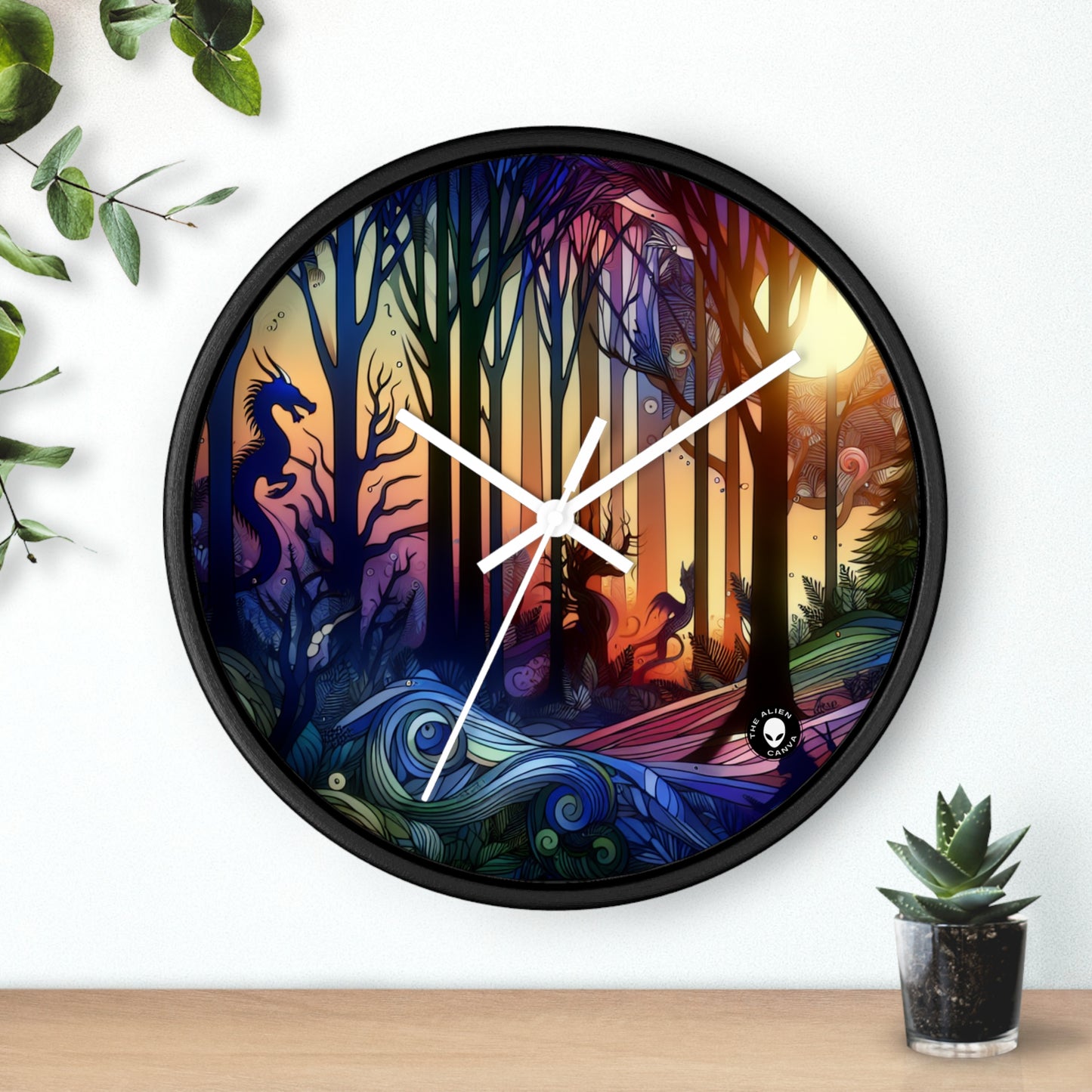 "Crepúsculo místico: criaturas en el bosque" - El reloj de pared alienígena