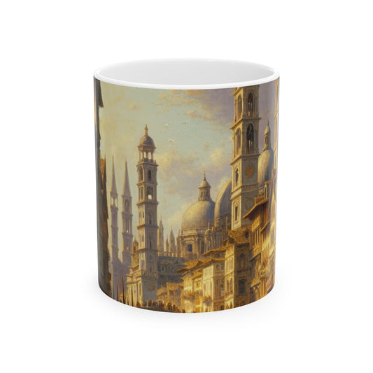 "Riviera Rhapsody: Une Ode abstraite à la Méditerranée française" - The Alien Ceramic Mug 11oz Nouvelle peinture européenne