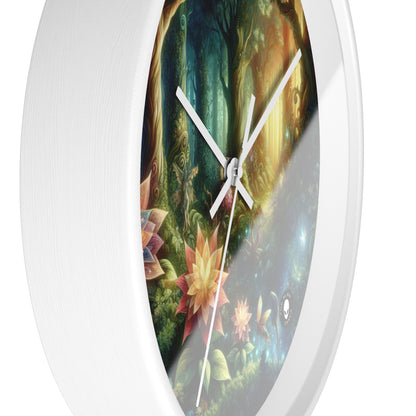 Enchanted Woodland: Glowing Blossoms and Mystical Beings - The Alien Wall Clock